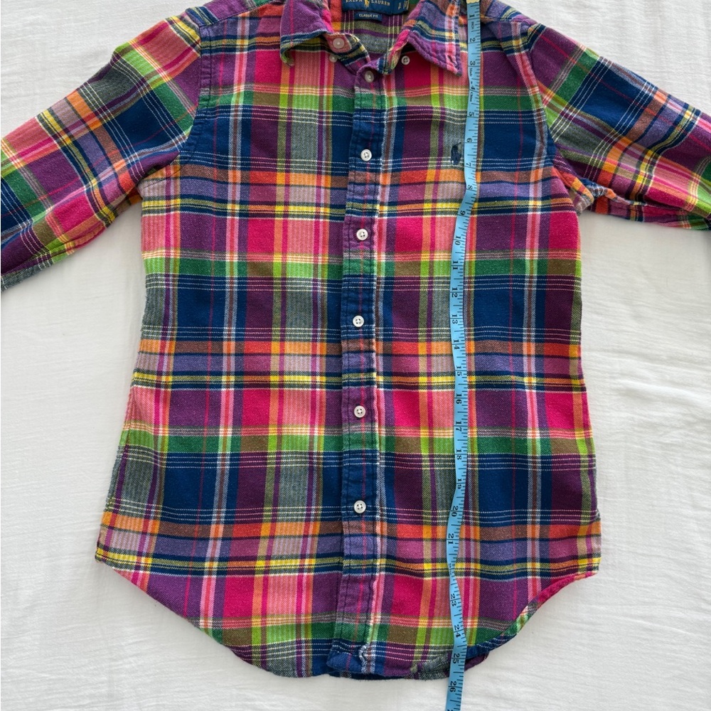Vintage Ralph Lauren Multicolored Plaid Flannel Button Down Top - Picture 6 of 8